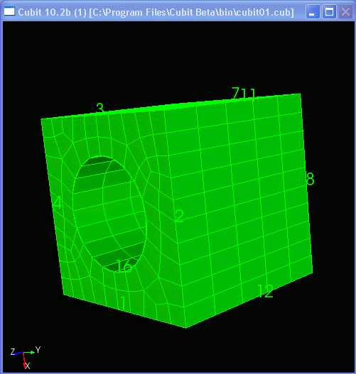 Generated Mesh for Cube with Cylindrical Hole 
